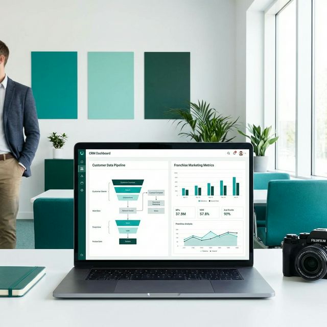CRM dashboard showing unified customer data across franchise locations