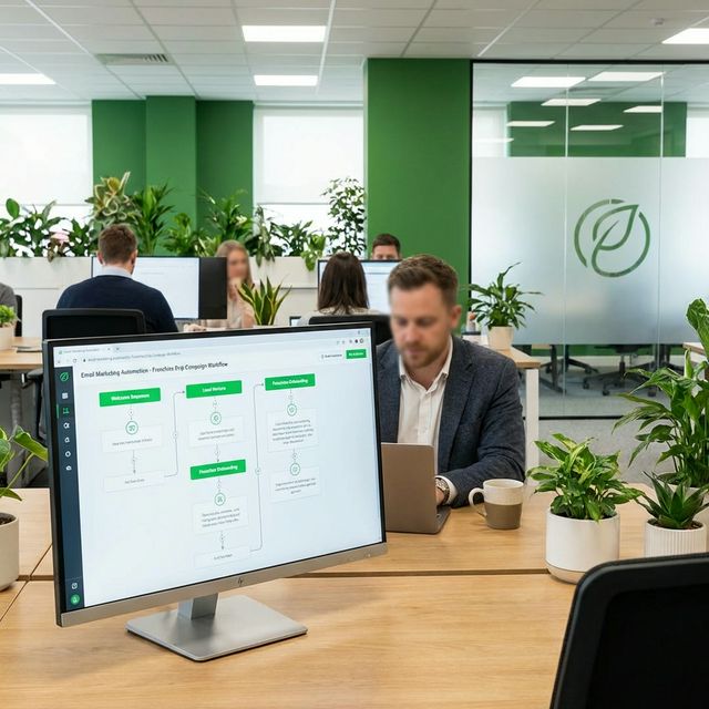Email marketing automation workflow designer on screen