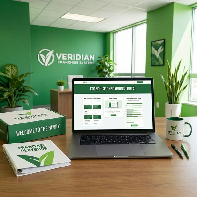 Franchisee training session on marketing technology platform in conference room